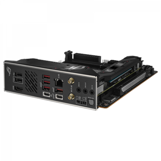 Asus | ROG STRIX B650E-I GAMING WIFI | Processor family AMD | Processor socket AM5 | DDR5 DIMM | Memory slots 2 | Supported hard disk drive interfaces 	SATA, M.2 | Number of SATA connectors 2 | Chipset  AMD B650 | Mini-ITX