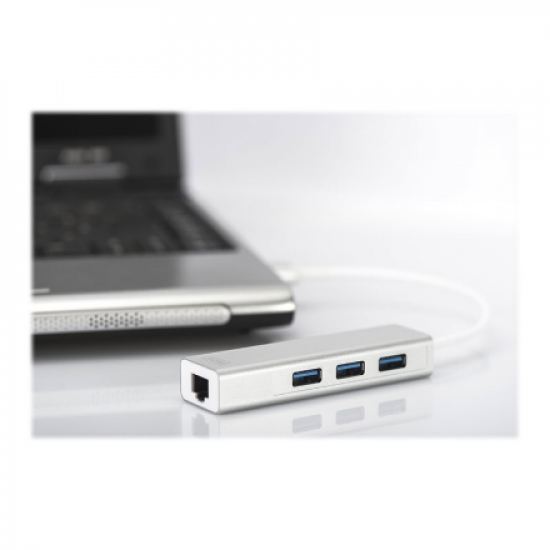 Digitus | 3-port USB Hub and Gigabit LAN adapter | DA-70250-1 | USB Hub