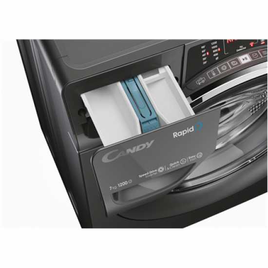 Candy | Washing Machine | RO41276DWMCRT-S | Energy efficiency class A | Front loading | Washing capacity 7 kg | 1200 RPM | Depth 45 cm | Width 60 cm | Display | TFT | Steam function | Wi-Fi | Anthracite