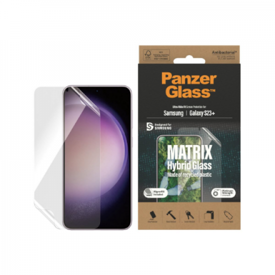 PanzerGlass | Matrix Screen Protector, Ultra-Wide Fit W. Alignerkit | Screen Protector | Samsung | Galaxy S23+ | Transparent