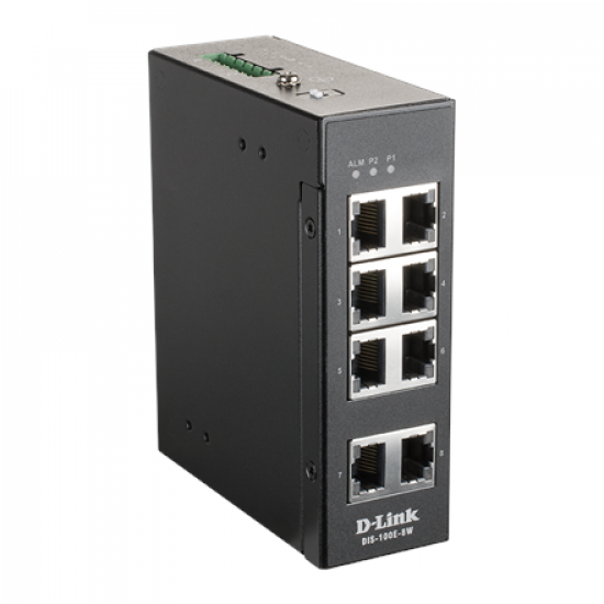 D-Link | Industrial Fast Ethernet Switch | DIS-100E-8W | Unmanaged | Wall mountable