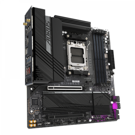 Gigabyte | B650M AORUS ELITE AX rev 1.3 | Processor family AMD | Processor socket AM5 | DDR5 DIMM | Supported hard disk drive interfaces 	SATA, M.2 | Number of SATA connectors 4