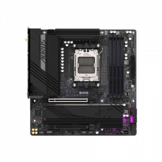 Gigabyte | B650M AORUS ELITE AX rev 1.3 | Processor family AMD | Processor socket AM5 | DDR5 DIMM | Supported hard disk drive interfaces 	SATA, M.2 | Number of SATA connectors 4