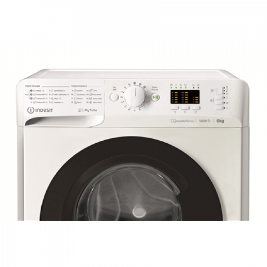 INDESIT | Washing machine | MTWSA 61294 WK EE | Energy efficiency class C | Front loading | Washing capacity 6 kg | 1151 RPM | Depth 42.5 cm | Width 59.5 cm | Display | Big Digit | White