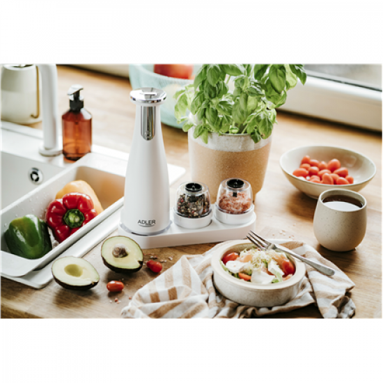 Adler | Electric Salt and pepper grinder | AD 4449w | Housing material ABS plastic | 7 W | Lithium | Matte White