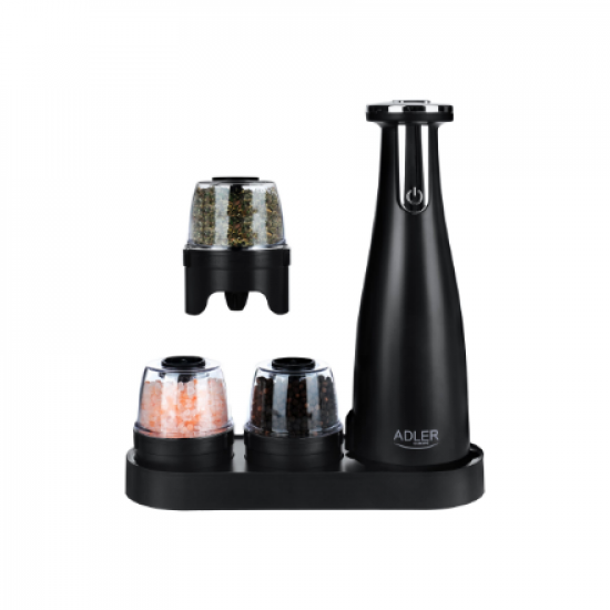 Adler | Electric Salt and pepper grinder | AD 4449b | Housing material ABS plastic | 7 W | Lithium | Matte Black