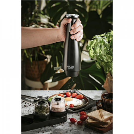 Adler | Electric Salt and pepper grinder | AD 4449b | Housing material ABS plastic | 7 W | Lithium | Matte Black