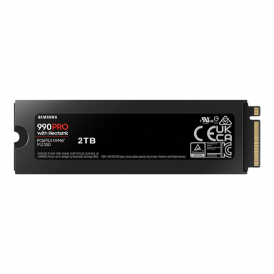 Samsung | 990 PRO with Heatsink | 2000 GB | SSD form factor M.2 2280 | Solid-state drive interface M.2 NVMe | Read speed 7450 MB/s | Write speed 6900 MB/s