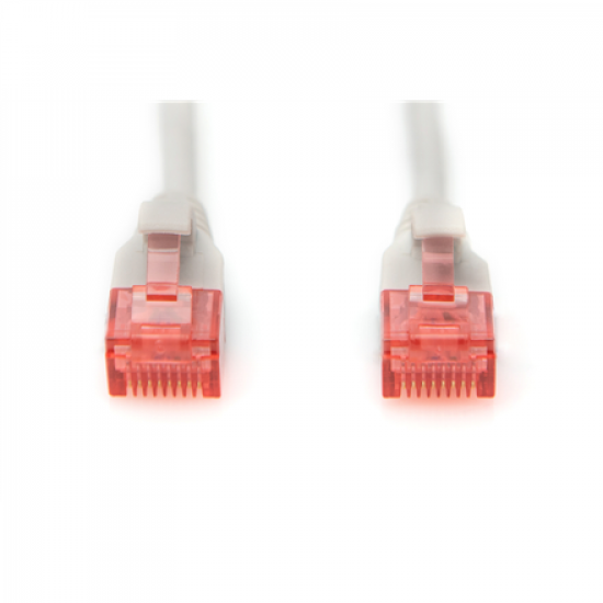 CAT 6 U-UTP  Slim patch cord | Patch cord | Transparent red coloured connector for easy identification of Category 6 (250 MHz). Inner conductors: Copper (Cu) | Grey | 2 m | Modular RJ45 (8/8) plug