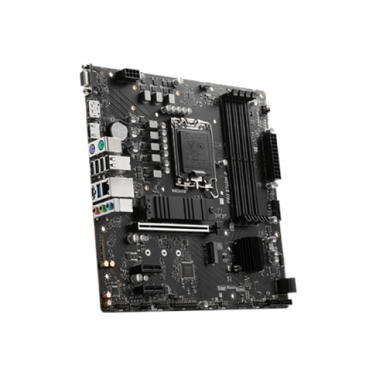 MSI | PRO B760M-P | Processor family Intel | Processor socket  LGA1700 | DDR5 DIMM | Memory slots 4 | Supported hard disk drive interfaces 	SATA, M.2 | Number of SATA connectors 4 | Chipset Intel B760 | mATX