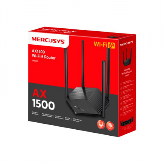 AX1500 WiFi 6 Router | MR60X | 802.11ax | 1201+300 Mbit/s | 10/100/1000 Mbit/s | Ethernet LAN (RJ-45) ports 2 | Mesh Support No | MU-MiMO Yes | No mobile broadband | Antenna type External