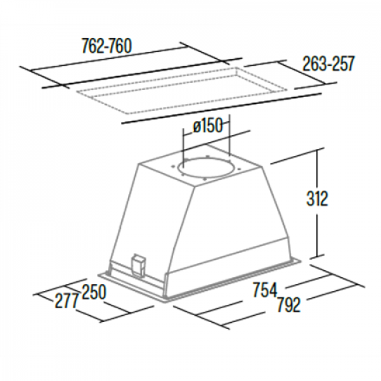CATA | Hood | GL 75 X/D | Canopy | Energy efficiency class A | Width 90 cm | 850 m³/h | Mechanical control | EcoLed | Stainless Steel