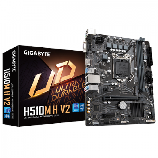 Gigabyte | H510M H V2 1.0 M/B | Processor family Intel | Processor socket  LGA1200 | DDR4 DIMM | Memory slots 2 | Supported hard disk drive interfaces SATA, M.2 | Number of SATA connectors 4 | Chipset Intel H470 Express | Micro ATX