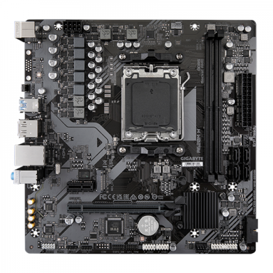 Gigabyte | A620M H 1.0 M/B | Processor family AMD | Processor socket AM5 | DDR5 DIMM | Memory slots 2 | Supported hard disk drive interfaces SATA, M.2 | Number of SATA connectors 4 | Chipset AMD A620 | Micro ATX
