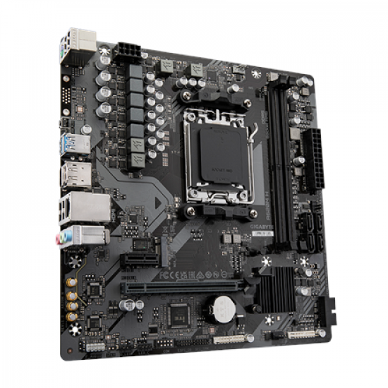 Gigabyte | A620M H 1.0 M/B | Processor family AMD | Processor socket AM5 | DDR5 DIMM | Memory slots 2 | Supported hard disk drive interfaces SATA, M.2 | Number of SATA connectors 4 | Chipset AMD A620 | Micro ATX