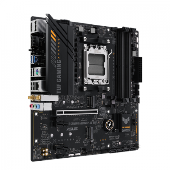 Asus | TUF GAMING A620M-PLUS WIFI | Processor family AMD | Processor socket AM5 | DDR5 DIMM | Memory slots 4 | Supported hard disk drive interfaces 	SATA, M.2 | Number of SATA connectors 4 | Chipset AMD A620 | Micro-ATX