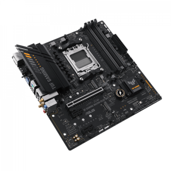 Asus | TUF GAMING A620M-PLUS WIFI | Processor family AMD | Processor socket AM5 | DDR5 DIMM | Memory slots 4 | Supported hard disk drive interfaces 	SATA, M.2 | Number of SATA connectors 4 | Chipset AMD A620 | Micro-ATX
