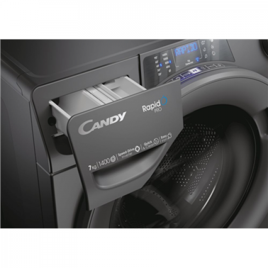 Candy | Washing Machine | RP4 476BWMRR/1-S | Energy efficiency class A | Front loading | Washing capacity 7 kg | 1400 RPM | Depth 45 cm | Width 60 cm | Display | TFT | Steam function | Wi-Fi | Anthracite