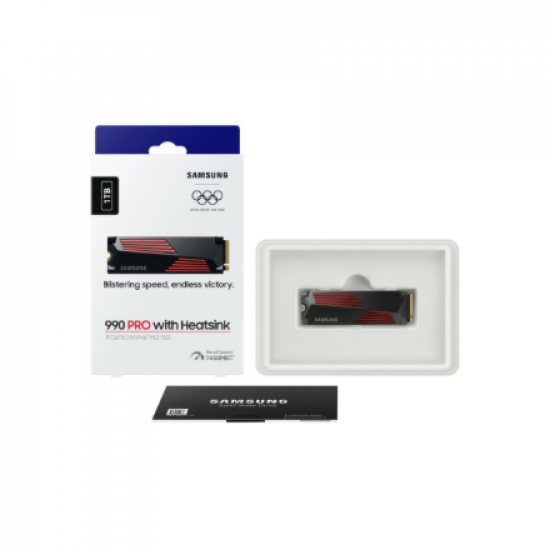 Samsung | 990 PRO with Heatsink | 1000 GB | SSD form factor M.2 2280 | Solid-state drive interface M.2 NVMe | Read speed 7450 MB/s | Write speed 6900 MB/s