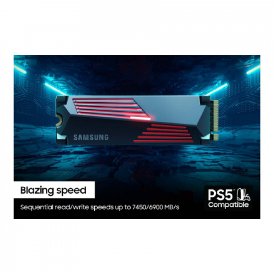 Samsung | 990 PRO with Heatsink | 1000 GB | SSD form factor M.2 2280 | Solid-state drive interface M.2 NVMe | Read speed 7450 MB/s | Write speed 6900 MB/s