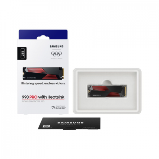 Samsung | 990 PRO with Heatsink | 2000 GB | SSD form factor M.2 2280 | Solid-state drive interface M.2 NVMe | Read speed 7450 MB/s | Write speed 6900 MB/s
