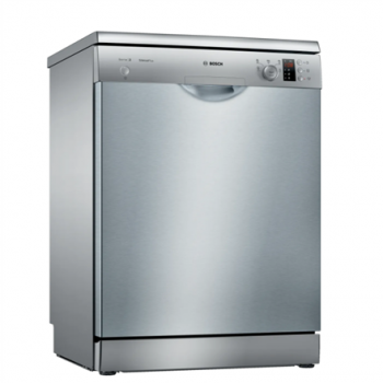 Dishwasher | SMS25AI05E | Free standing | Width 60 cm | Number of place settings 12 | Number of programs 5 | Energy efficiency class E | Display | AquaStop function | Silver inox