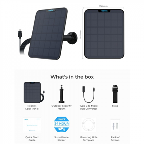 Reolink | Solar Panel 2 | Solar charger for video cameras | IP65
