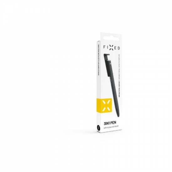 Fixed | Pen With Stylus and Stand | 3 in 1 | Pencil | Stylus for capacitive displays; Stand for phones and tablets | Black