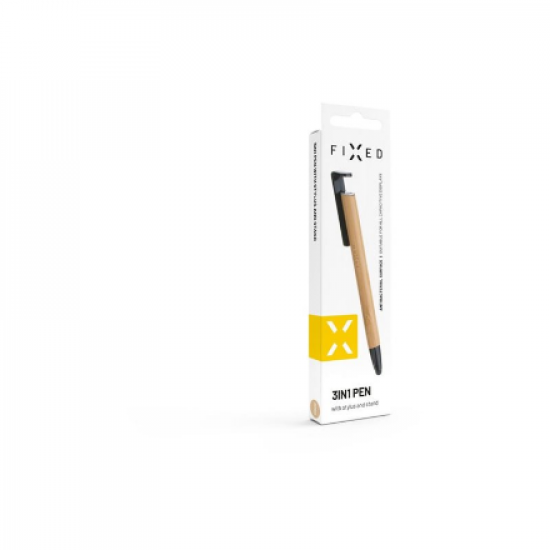 Fixed | Pen With Stylus and Stand | 3 in 1 | Pencil | Stylus for capacitive displays; Stand for phones and tablets | Bamboo