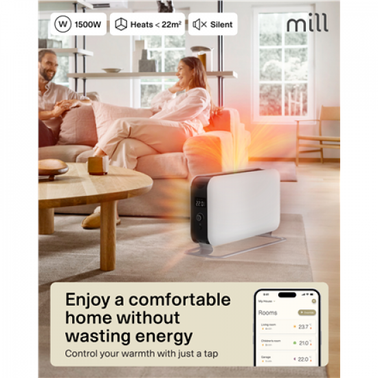 Mill | Portable Heater | CO1500MAXWIFI3 | Convection Heater | 1500 W | Suitable for rooms up to 14-18 m² | White | IPX4