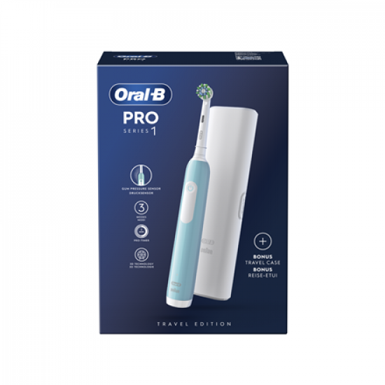 Oral-B | Electric Toothbrush with Travel Case | Pro Series 1 | Rechargeable | For adults | Number of brush heads included 1 | Number of teeth brushing modes 3 | Caribbean Blue