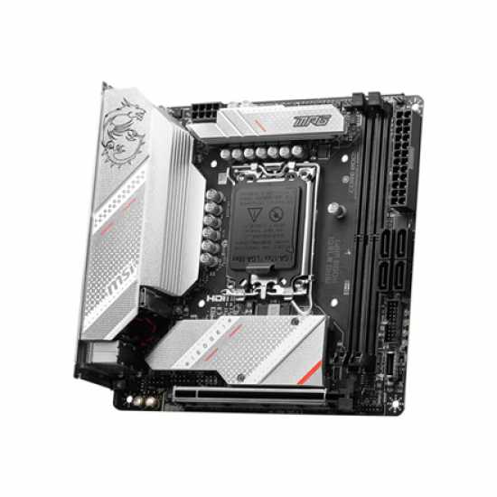 MSI | MPG B760I EDGE WIFI | Processor family Intel | Processor socket  LGA1700 | DDR5 DIMM | Memory slots 2 | Supported hard disk drive interfaces SATA, M.2 | Number of SATA connectors 4 | Chipset Intel B760 | Mini-ITX
