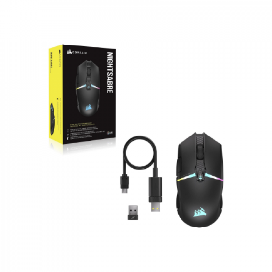 Corsair | Gaming Mouse | NIGHTSABRE RGB | Wireless | Bluetooth, 2.4 GHz | Black
