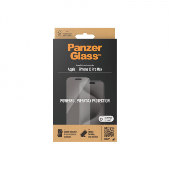 PanzerGlass | Screen protector | Apple | Phone 15 Pro Max | Glass | Transparent