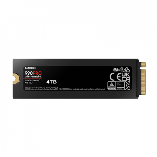 Samsung | 990 PRO with Heatsink | 4000 GB | SSD form factor M.2 2280 | Solid-state drive interface M.2 NVME | Read speed 7450 MB/s | Write speed 6900 MB/s