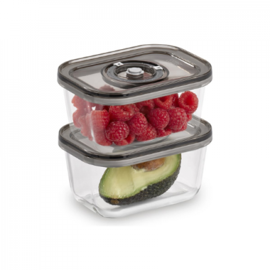 Caso | Glass Vacuum Containers with Plastic Lid (2 pcs) | VacuBoxx Eco-Duo S | Transparent