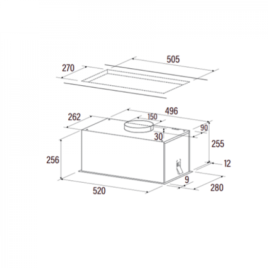 CATA | Hood | GPL 52 X | Canopy | Energy efficiency class B | Width 52 cm | 645 m³/h | Touch | LED | Stainless Steel