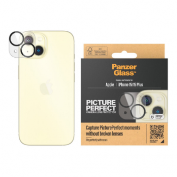 PanzerGlass | 1136 | Apple | Apple iPhone 15, 15 Plus | Glass | Black/Transparent | Lens protector - glass