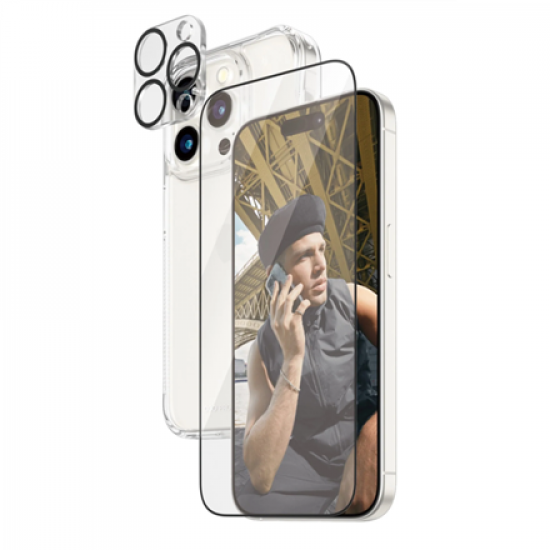 PanzerGlass | Panzerglass 3-in-1 Pack | iPhone | iPhone 15 Pro | Clear | PicturePerfect Camera Lens Protector, a wireless charging compatible HardCase and an Ultra-Wide Fit Screen Protector