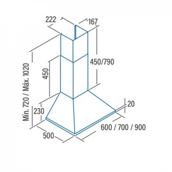 CATA | Hood | OMEGA 600 WH/M | Wall mounted | Energy efficiency class C | Width 60 cm | 645 m³/h | Mechanical control | LED | White