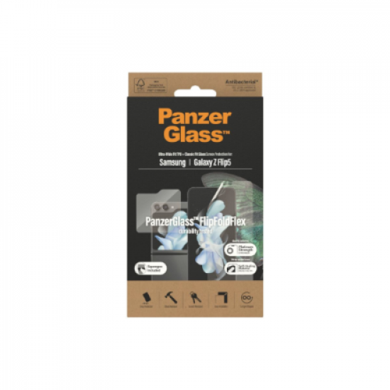 PanzerGlass | Screen protector | Samsung | Z flip5 CF AB | Thermoplastic polyurethane (TPU); Tempered glass; Polyethylene terephthalate (PET) | Transparent