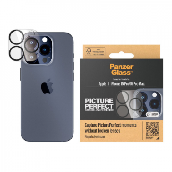 PanzerGlass | PicturePerfect | Lens protection | Apple | iPhone 15 Pro/15 Pro Max | Glass | Black
