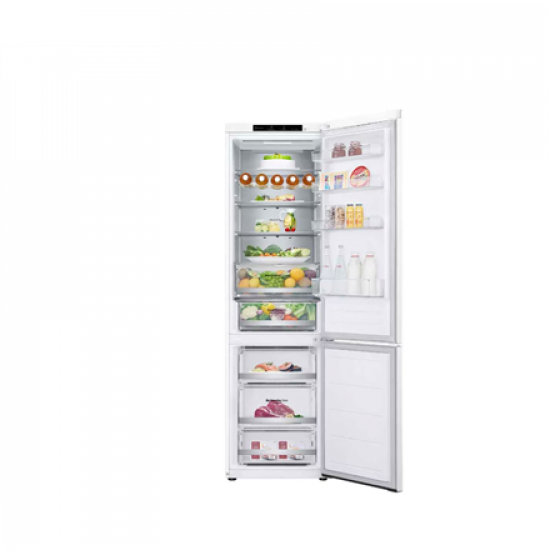LG | Refrigerator | GBV5240DSW | Energy efficiency class D | Free standing | Combi | Height 203 cm | No Frost system | Fridge net capacity 277 L | Freezer net capacity 110 L | Display | 35 dB | White