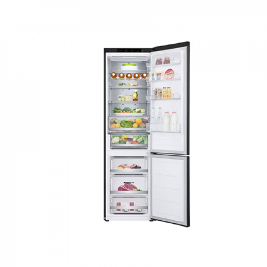 LG | Refrigerator | GBV7280CEV | Energy efficiency class C | Free standing | Combi | Height 203 cm | No Frost system | Fridge net capacity 277 L | Freezer net capacity 110 L | Display | 35 dB | Black