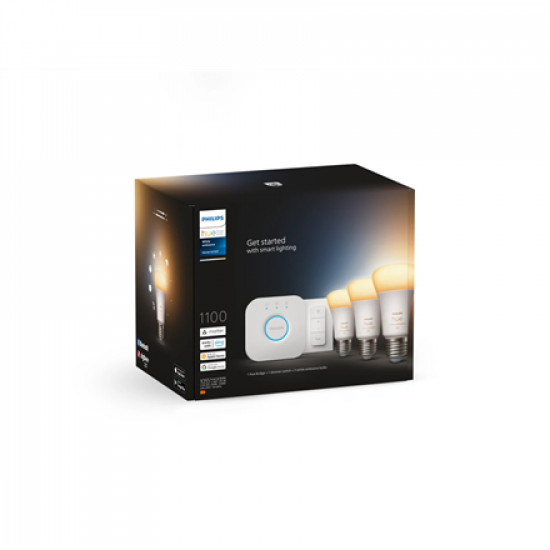 WA Starter Kit 11W A60 E27 3pcs, Bridge, Switch | E27 | 11 W | Warm to cool white 2200-6500K + 16 million colors | Bluetooth and Zigbee