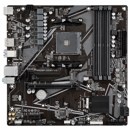 Gigabyte | A520M DS3H V2 | Processor family AMD | Processor socket AM4 | DDR4 DIMM | Memory slots 2 | Number of SATA connectors 4 | Chipset AMD A520 | Micro ATX