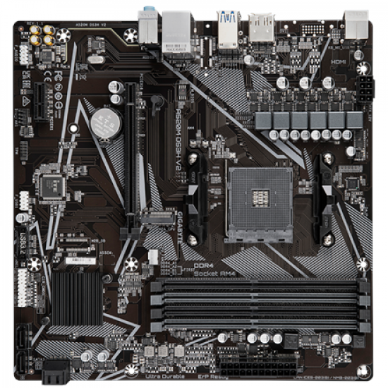 Gigabyte | A520M DS3H V2 | Processor family AMD | Processor socket AM4 | DDR4 DIMM | Memory slots 2 | Number of SATA connectors 4 | Chipset AMD A520 | Micro ATX