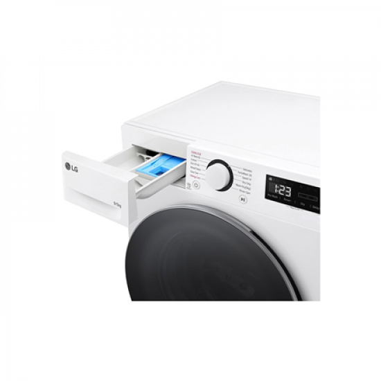 LG | Washing machine with dryer | F2DR509S1W | Energy efficiency class A | Front loading | Washing capacity 	9 kg | 1200 RPM | Depth 47.5 cm | Width 60 cm | Display | Rotary knob + LED | Drying system | Drying capacity 5 kg | Steam function | Direct drive