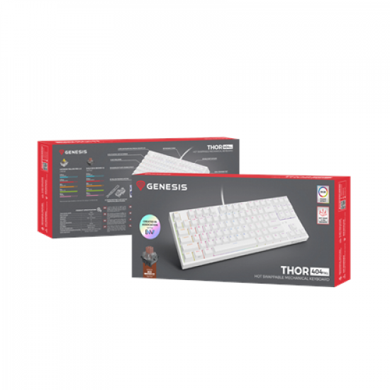 Genesis | Mechanical Gaming Keyboard | THOR 404 TKL RGB | Mechanical Gaming Keyboard | Wired | US | USB Type-A | 1005 g | Kailh Box Brown V2