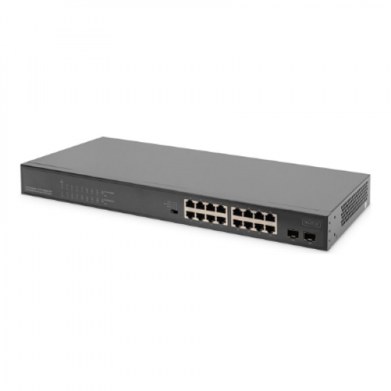 Digitus | 16 Port Gigabit PoE Switch | DN-95347-1 | Unmanaged | Rackmountable | SFP ports quantity 2